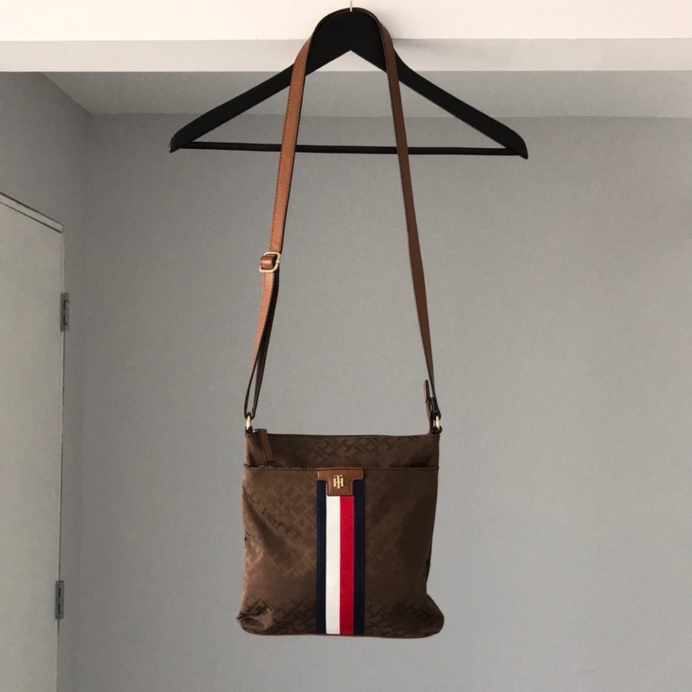 Tommy Hilfiger canvas and faux leather crossbody bag